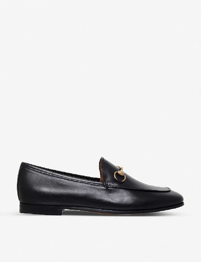 Shop Gucci Womens Black Jordaan Leather Loafers