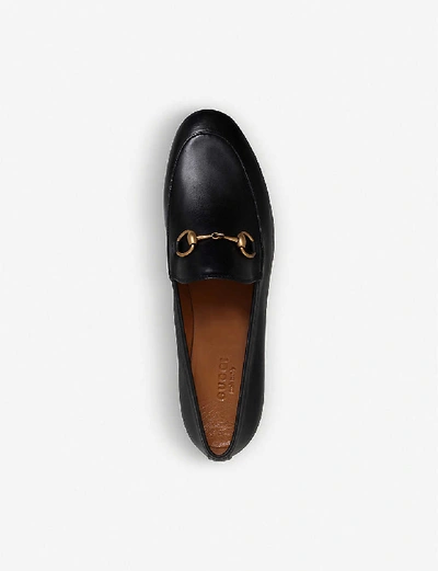 Shop Gucci Womens Black Jordaan Leather Loafers
