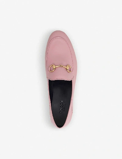 Shop Gucci Brixton Leather Collapsible Loafers In Pale+pink