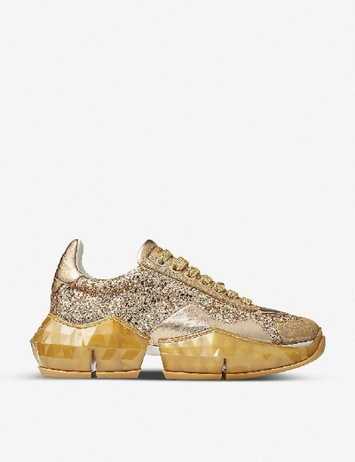 Shop Jimmy Choo Diamond Glittered Trainers In Goldie Mix