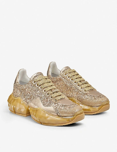 Shop Jimmy Choo Diamond Glittered Trainers In Goldie Mix