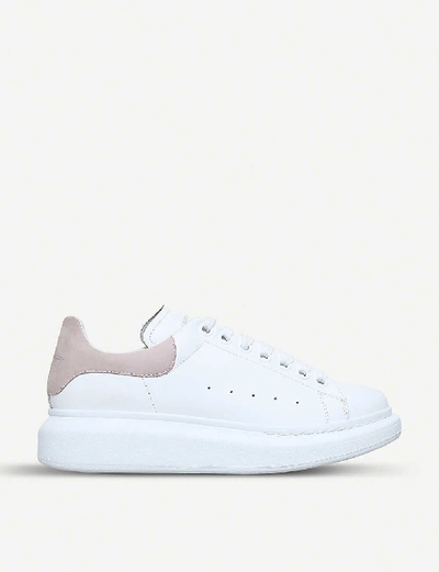 Shop Alexander Mcqueen White Runway Leather Platform Sneakers