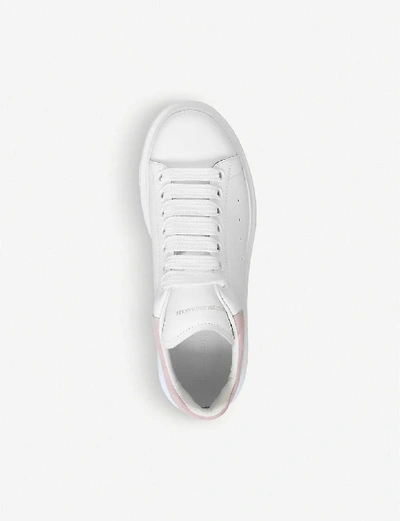 Shop Alexander Mcqueen White Runway Leather Platform Sneakers