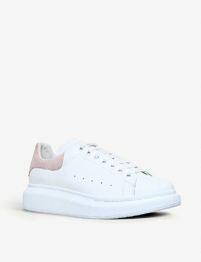 Shop Alexander Mcqueen White Runway Leather Platform Sneakers