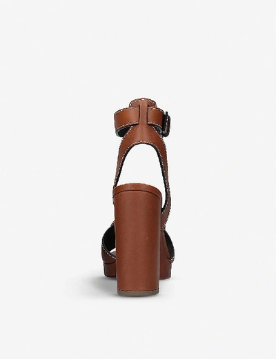 Shop Valentino V Logo-embellished Leather Heeled Sandals