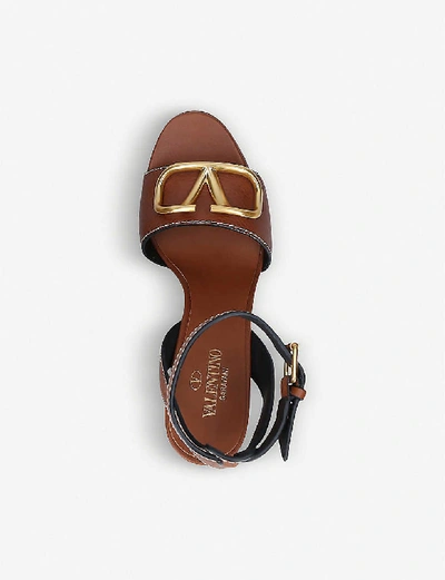 Shop Valentino V Logo-embellished Leather Heeled Sandals