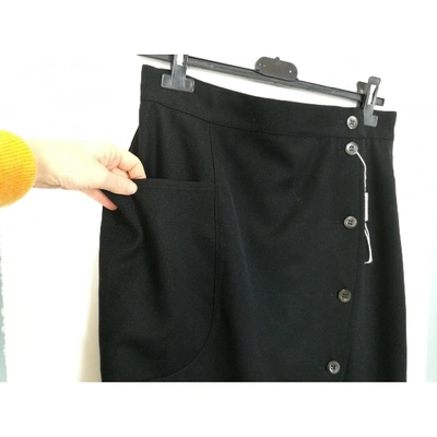 Pre-owned Max Mara Wool Mid-length Skirt In Black