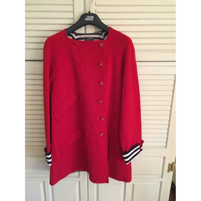 Pre-owned Versace Wool Coat In Red