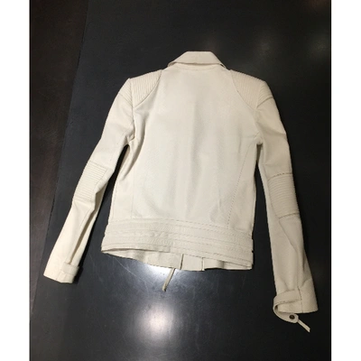 Pre-owned Roberto Cavalli White Leather Leather Jacket