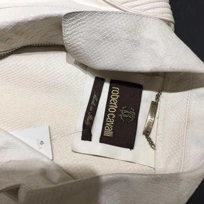 Pre-owned Roberto Cavalli White Leather Leather Jacket