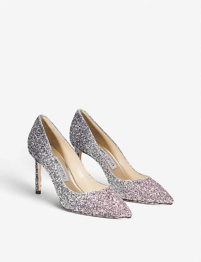 Shop Jimmy Choo Womens Ballet Pink/silver Romy 85 Glitter Embellished Courts