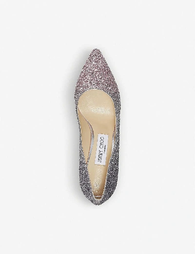 Shop Jimmy Choo Womens Ballet Pink/silver Romy 85 Glitter Embellished Courts