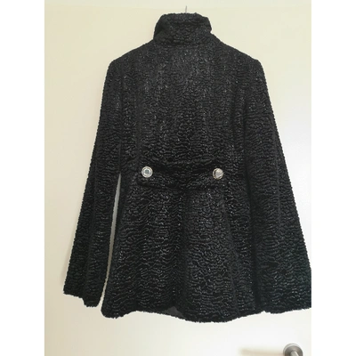 Pre-owned Giorgio Armani Faux Fur Peacoat In Black