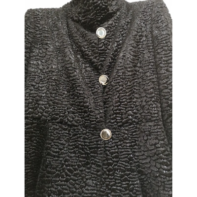 Pre-owned Giorgio Armani Faux Fur Peacoat In Black