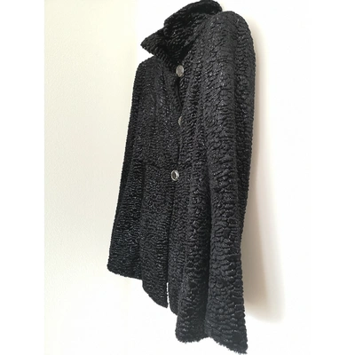 Pre-owned Giorgio Armani Faux Fur Peacoat In Black