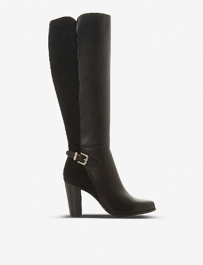 Shop Dune Samuella Leather Knee-high Boots In Black-leather