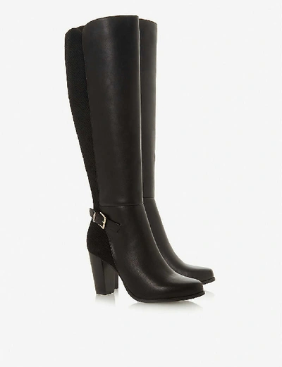 Shop Dune Samuella Leather Knee-high Boots In Black-leather