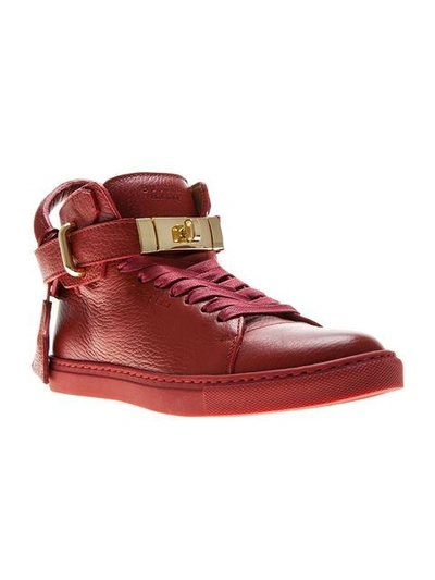Shop Buscemi Clasp Detail Lace-up Sneakers - Red