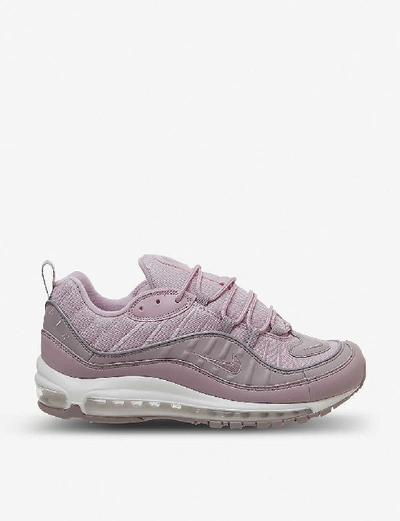 Shop Nike Air Max 98 Leather Trainers In Plum Chalk