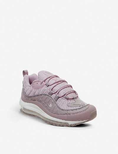 Shop Nike Air Max 98 Leather Trainers In Plum Chalk
