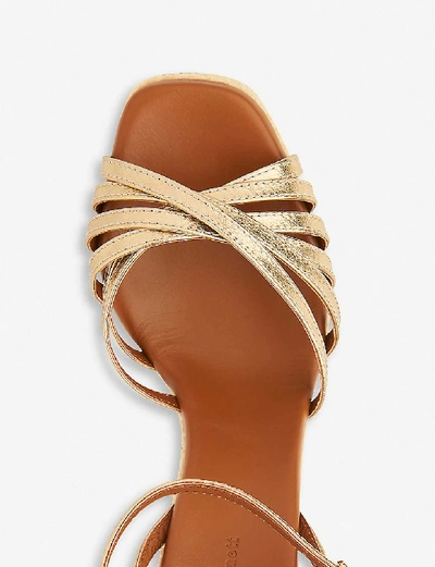 Shop Lk Bennett Solange Leather Wedge Sandals In Gol-soft+gold
