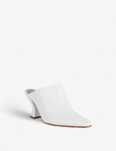 Shop Bottega Veneta Block Heel Leather Mules In White