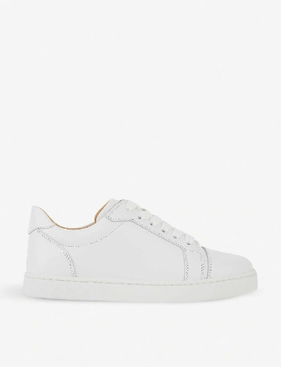 Shop Christian Louboutin Vieira Leather Trainers In Bianco