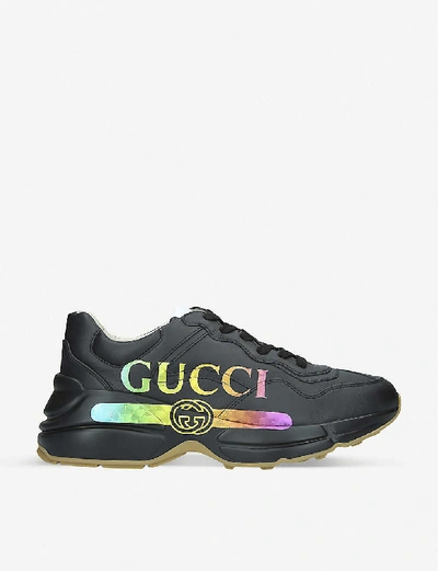 Shop Gucci Rhyton Logo-print Leather Trainers In Other