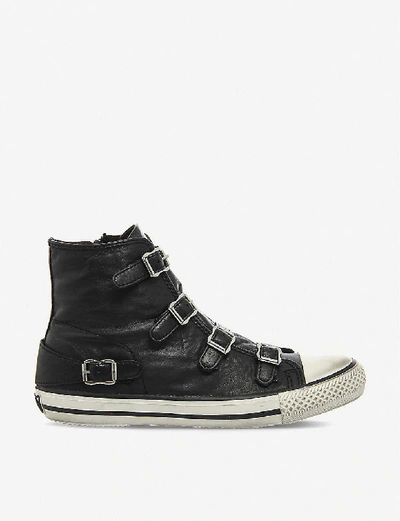 Shop Ash Virgin Leather High-top Trainers In Black Nappa Wax