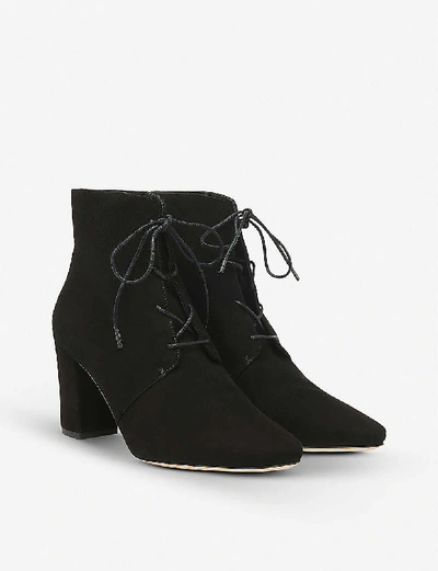 Shop Lk Bennett Lira Lace-up Suede Ankle Boots In Bla-black