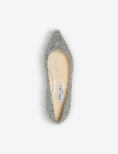 Shop Jimmy Choo Women's Champagne Romy Pointed-toe Lamé Glitter Ballet Flats