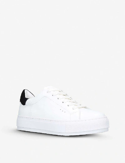 Kurt Geiger Laney Leopard-print Leather Platform Trainers In White/blk