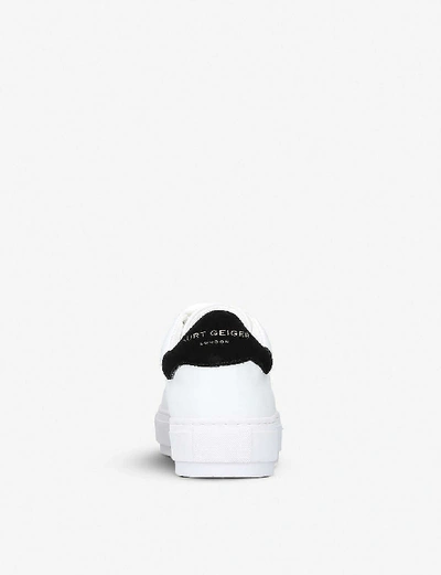 Kurt Geiger Laney Leopard-print Leather Platform Trainers In White/blk