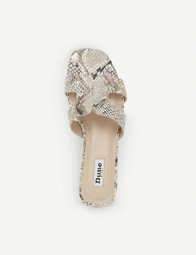 Shop Dune Loupe Cutout Leather Sandals In Natural-reptile