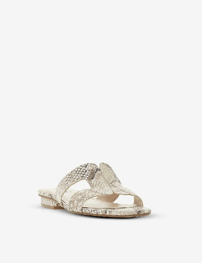 Shop Dune Loupe Cutout Leather Sandals In Natural-reptile