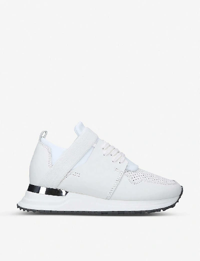 Shop Mallet Btlr Elast Leather And Mesh Trainers In White