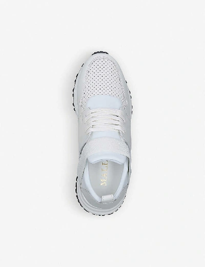 Shop Mallet Btlr Elast Leather And Mesh Trainers In White