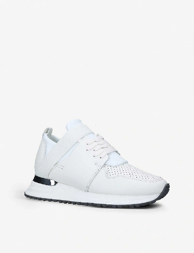 Shop Mallet Btlr Elast Leather And Mesh Trainers In White