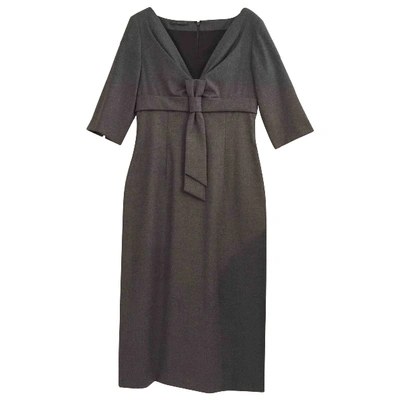 Pre-owned Alexander Mcqueen Wool Mid-length Dress In Grey