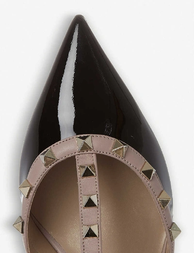Shop Valentino Garavani Womens Black/beige So Noir 65 Patent-leather Heeled Sandals
