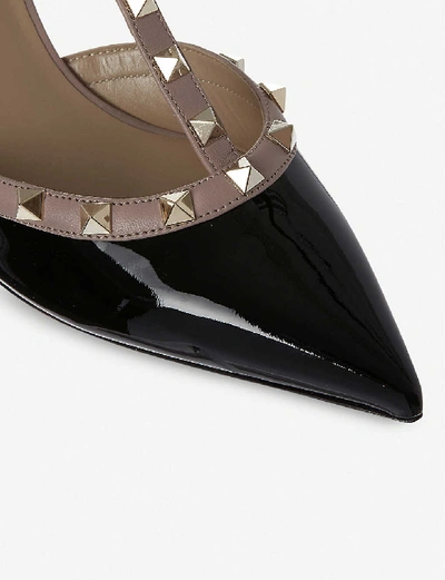 Shop Valentino Garavani Womens Black/beige So Noir 65 Patent-leather Heeled Sandals