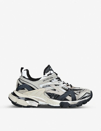 Shop Balenciaga Track.2 Panelled Mesh, Nylon And Woven Trainers In Beige Oth
