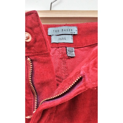 Pre-owned Ted Baker Velvet Trousers In Red