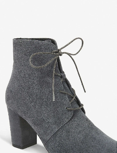 Shop Lk Bennett Lira Lace-up Suede Ankle Boots In Gry-smoke