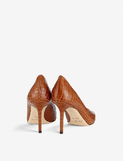 Shop Jimmy Choo Womens Cuoio Love 85 Crocodile-embossed Leather Courts 6