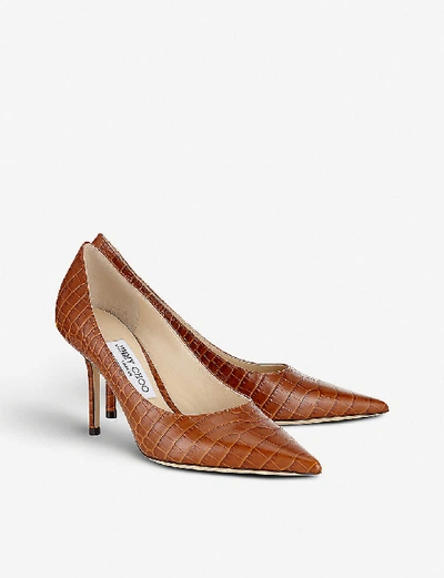 Shop Jimmy Choo Womens Cuoio Love 85 Crocodile-embossed Leather Courts 6