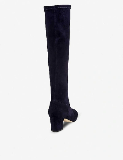 Shop Lk Bennett Kiran Suede Knee-high Boots In Blu-navy
