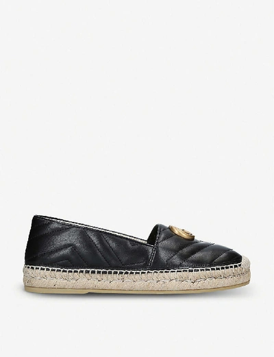 Shop Gucci Womens Black Pilar Leather Espadrilles