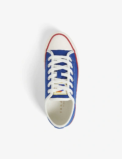 Shop Sandro Flame Canvas And Leather Trainers In White