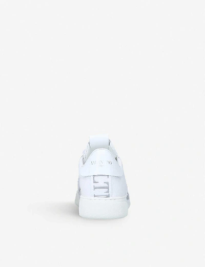 Shop Valentino Vl7n Logo-embellished Leather Trainers In Grey/p.cmb
